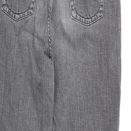 Per Una Womens Grey Cotton Straight Jeans Size 12 Regular Zip