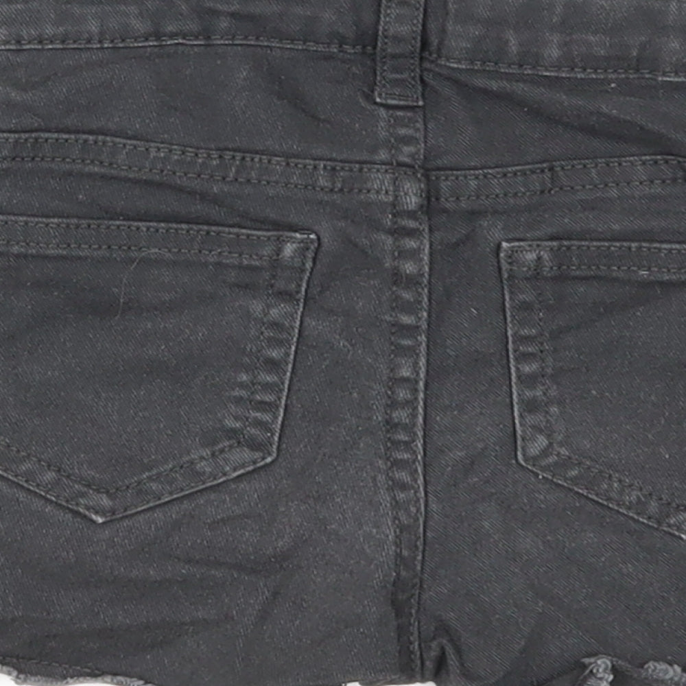 H&M Girls Black Cotton Cut-Off Shorts Size 6 Years Regular Zip