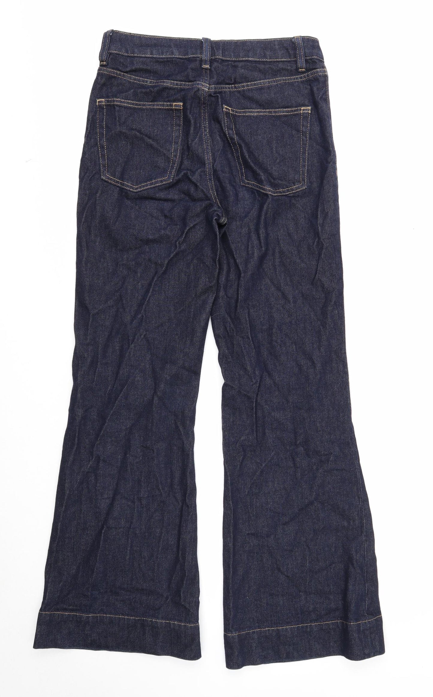 Marks and Spencer Womens Blue Cotton Bootcut Jeans Size 8 Regular Zip