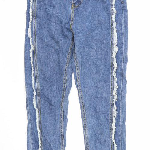 Preworn Womens Blue Cotton Straight Jeans Size S Regular Zip