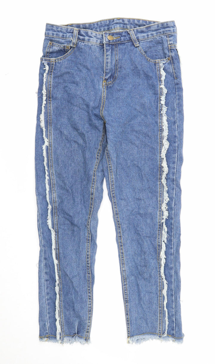 Preworn Womens Blue Cotton Straight Jeans Size S Regular Zip