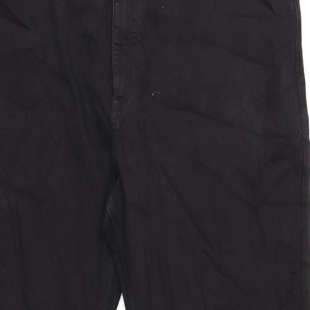 Marks and Spencer Mens Black Cotton Straight Jeans Size 44 in L31 in Regular Zip