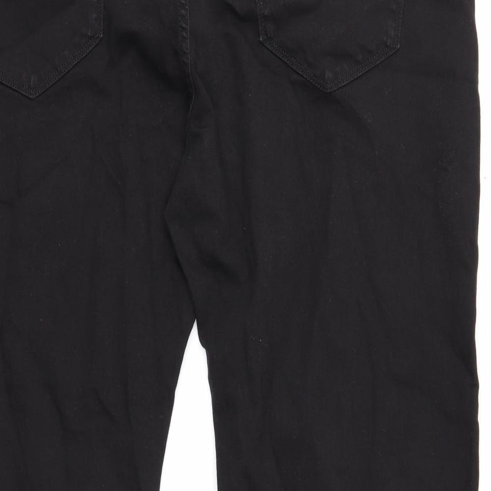 Marks and Spencer Mens Black Cotton Straight Jeans Size 44 in L31 in Regular Zip