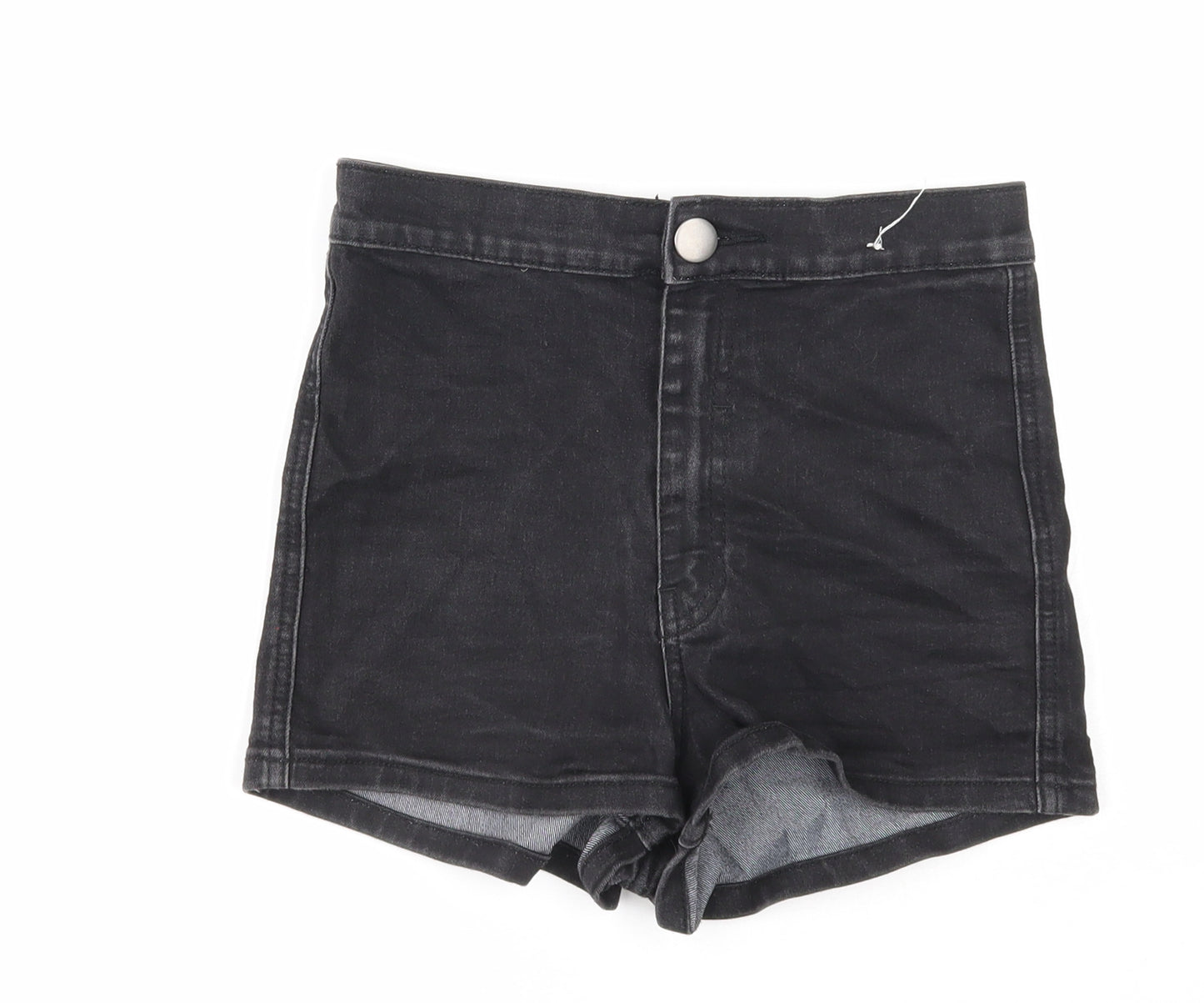 Denim & Co. Womens Black Cotton Boyfriend Shorts Size 8 Regular Zip