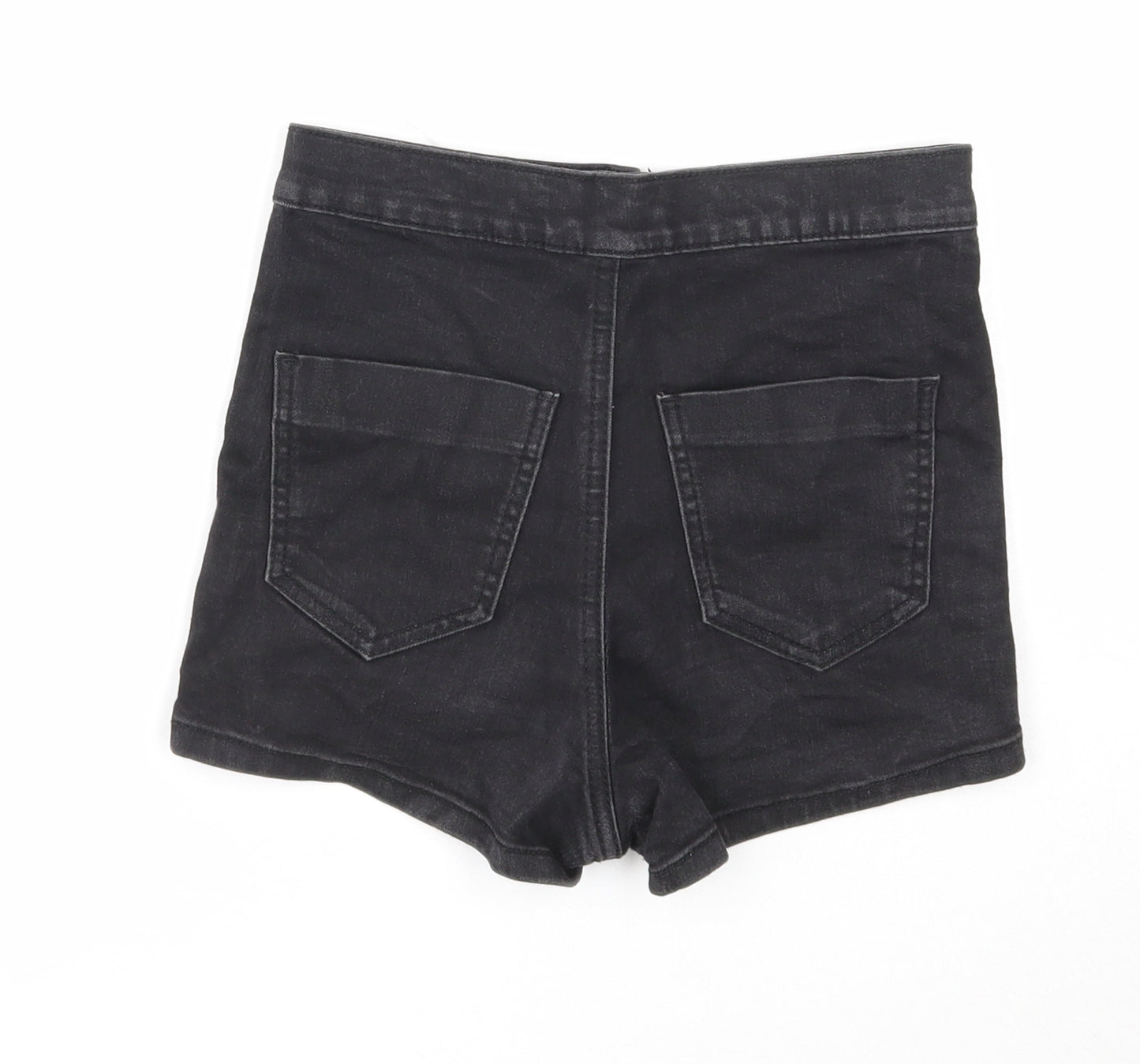 Denim & Co. Womens Black Cotton Boyfriend Shorts Size 8 Regular Zip
