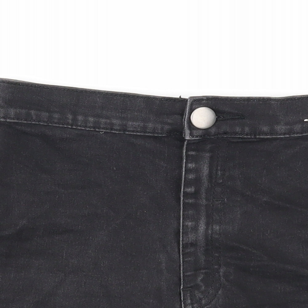 Denim & Co. Womens Black Cotton Boyfriend Shorts Size 8 Regular Zip