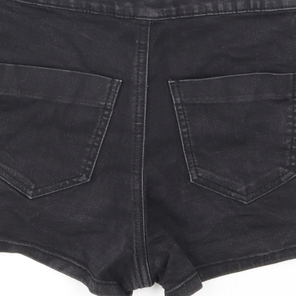 Denim & Co. Womens Black Cotton Boyfriend Shorts Size 8 Regular Zip