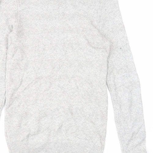 Marks and Spencer Mens Grey Round Neck Acrylic Pullover Jumper Size S Long Sleeve