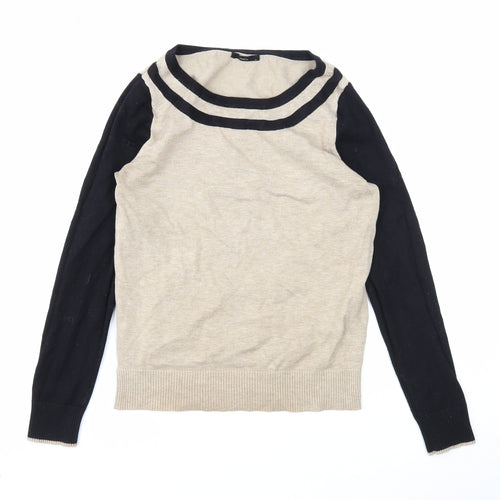 M&Co Womens Beige Scoop Neck Viscose Pullover Jumper Size 10