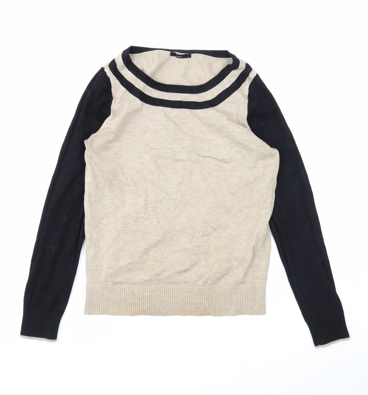 M&Co Womens Beige Scoop Neck Viscose Pullover Jumper Size 10