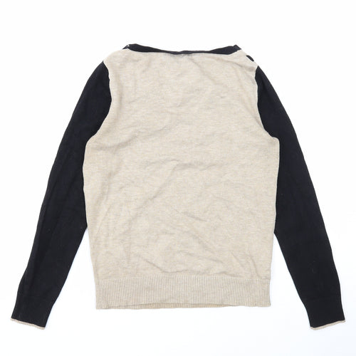 M&Co Womens Beige Scoop Neck Viscose Pullover Jumper Size 10