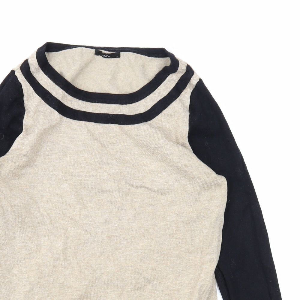 M&Co Womens Beige Scoop Neck Viscose Pullover Jumper Size 10