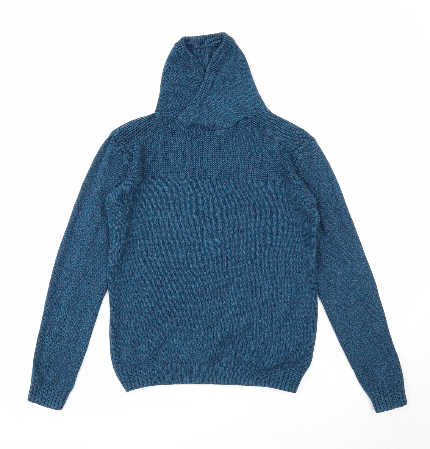 Marks and Spencer Boys Blue Roll Neck Acrylic Pullover Jumper Size 11-12 Years Pullover