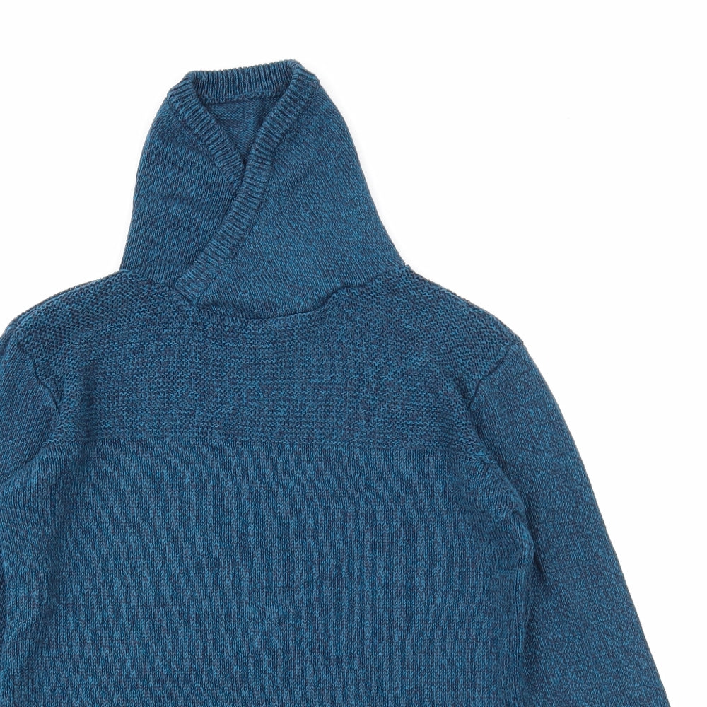 Marks and Spencer Boys Blue Roll Neck Acrylic Pullover Jumper Size 11-12 Years Pullover