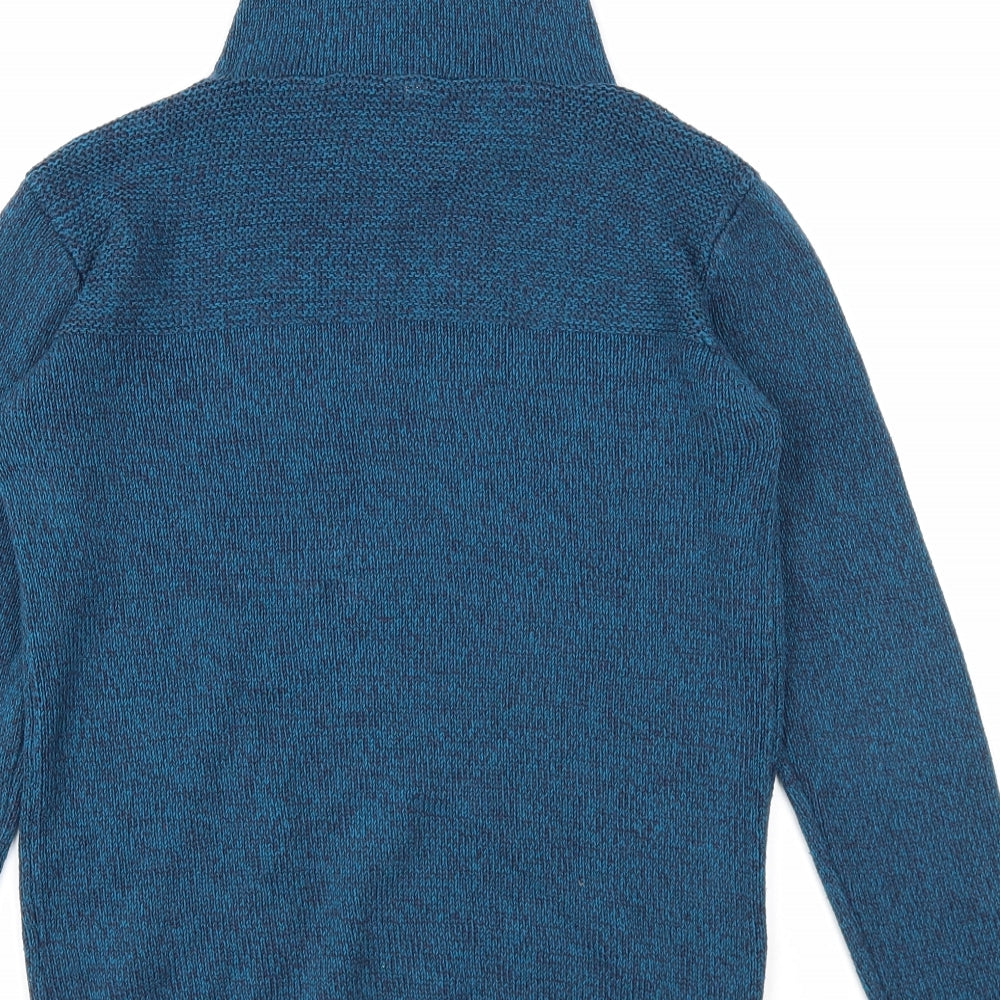 Marks and Spencer Boys Blue Roll Neck Acrylic Pullover Jumper Size 11-12 Years Pullover