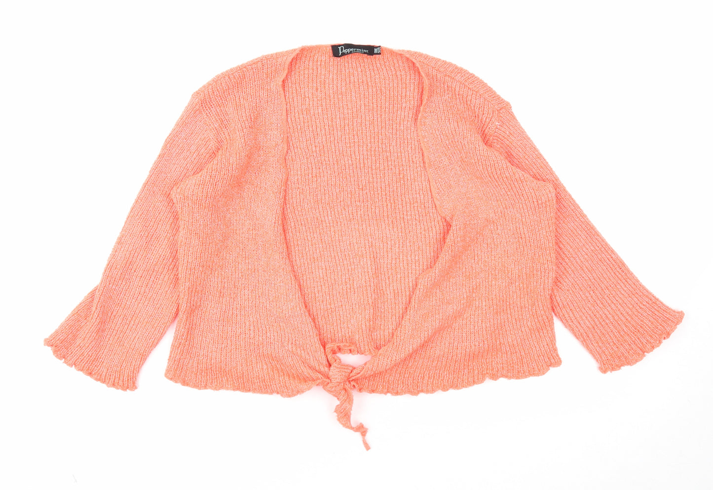 Peppermint Womens Orange V-Neck Acrylic Shrug Jumper One Size