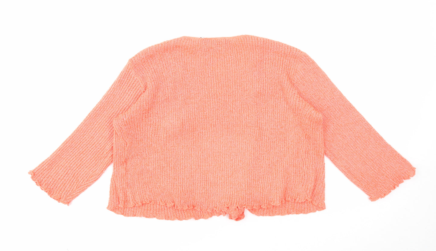 Peppermint Womens Orange V-Neck Acrylic Shrug Jumper One Size