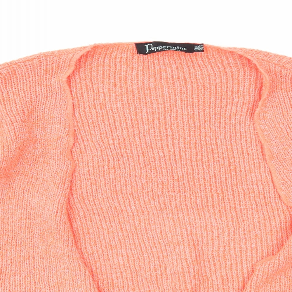 Peppermint Womens Orange V-Neck Acrylic Shrug Jumper One Size
