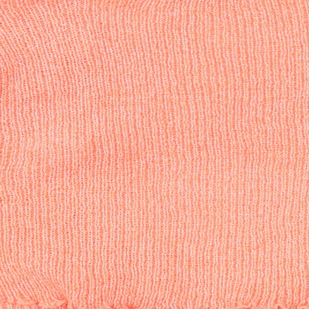 Peppermint Womens Orange V-Neck Acrylic Shrug Jumper One Size