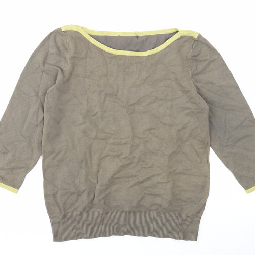 Debenhams Womens Green Boat Neck Cotton Pullover Jumper Size 14