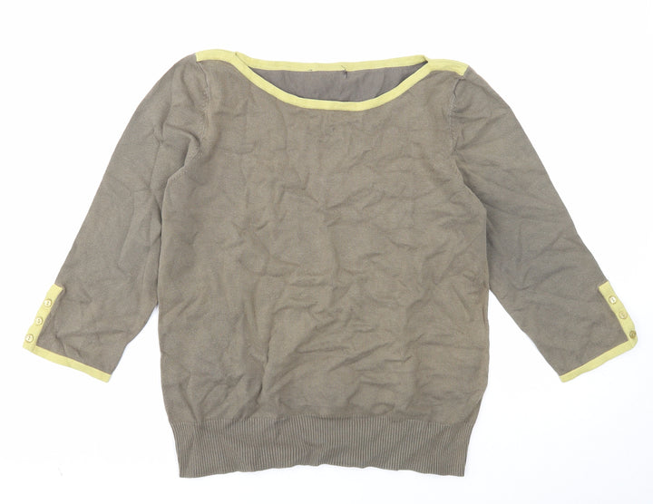 Debenhams Womens Green Boat Neck Cotton Pullover Jumper Size 14