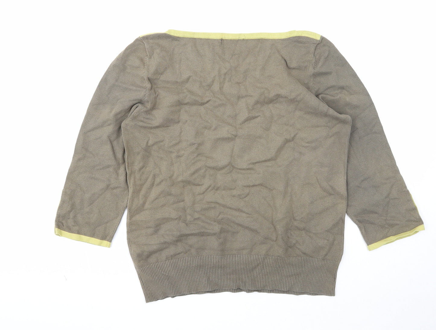 Debenhams Womens Green Boat Neck Cotton Pullover Jumper Size 14