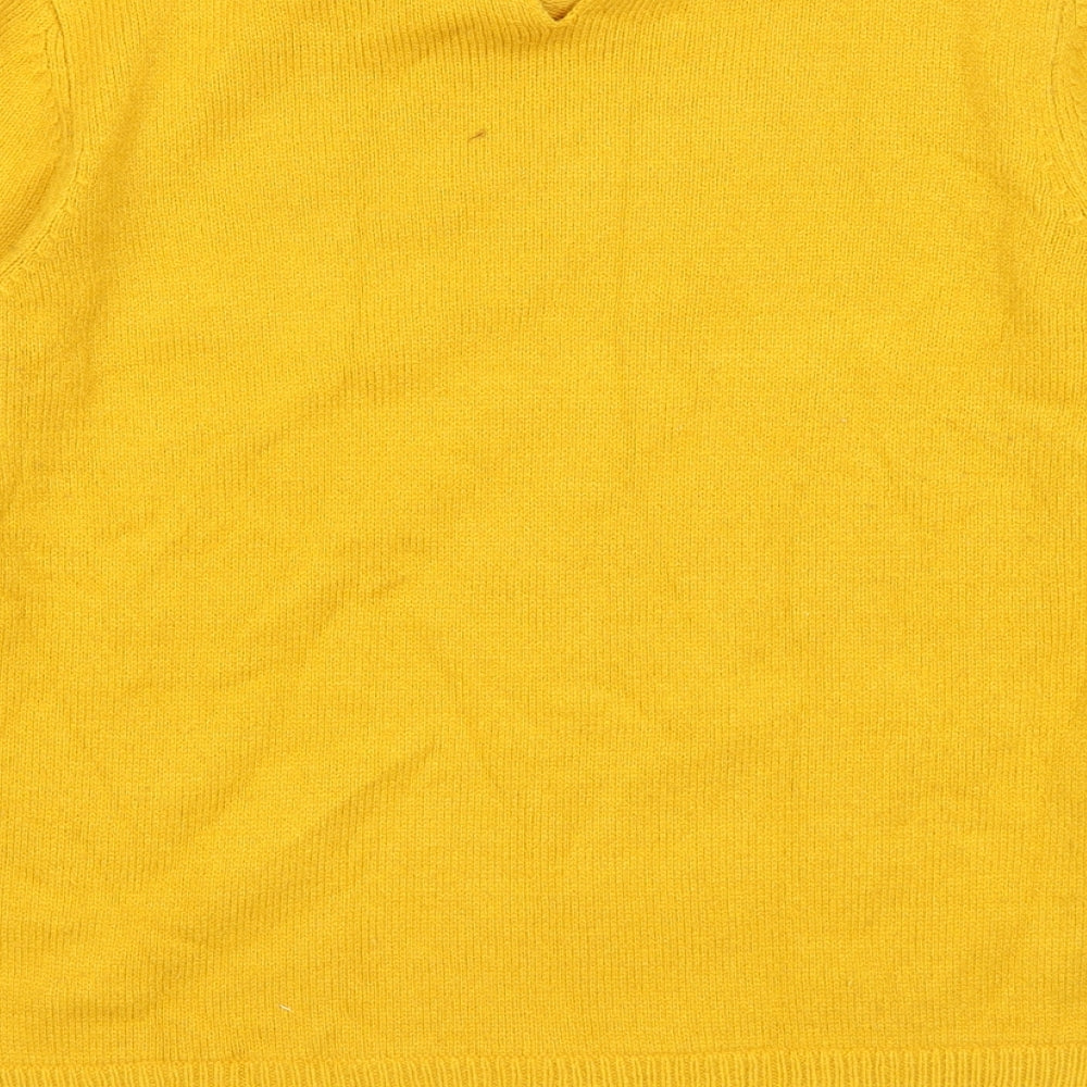 Preworn Womens Yellow Round Neck Acrylic Pullover Jumper Size 14 - Shirt Insert Hem