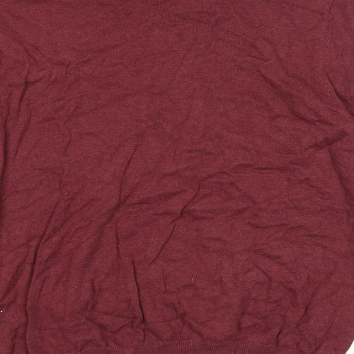 TU Mens Purple V-Neck Cotton Pullover Jumper Size L Long Sleeve