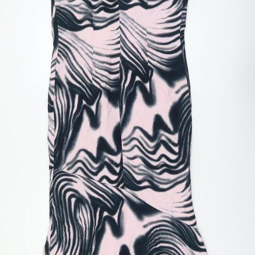 Gold Womens Black Geometric Polyester Maxi Size 12 Scoop Neck Zip