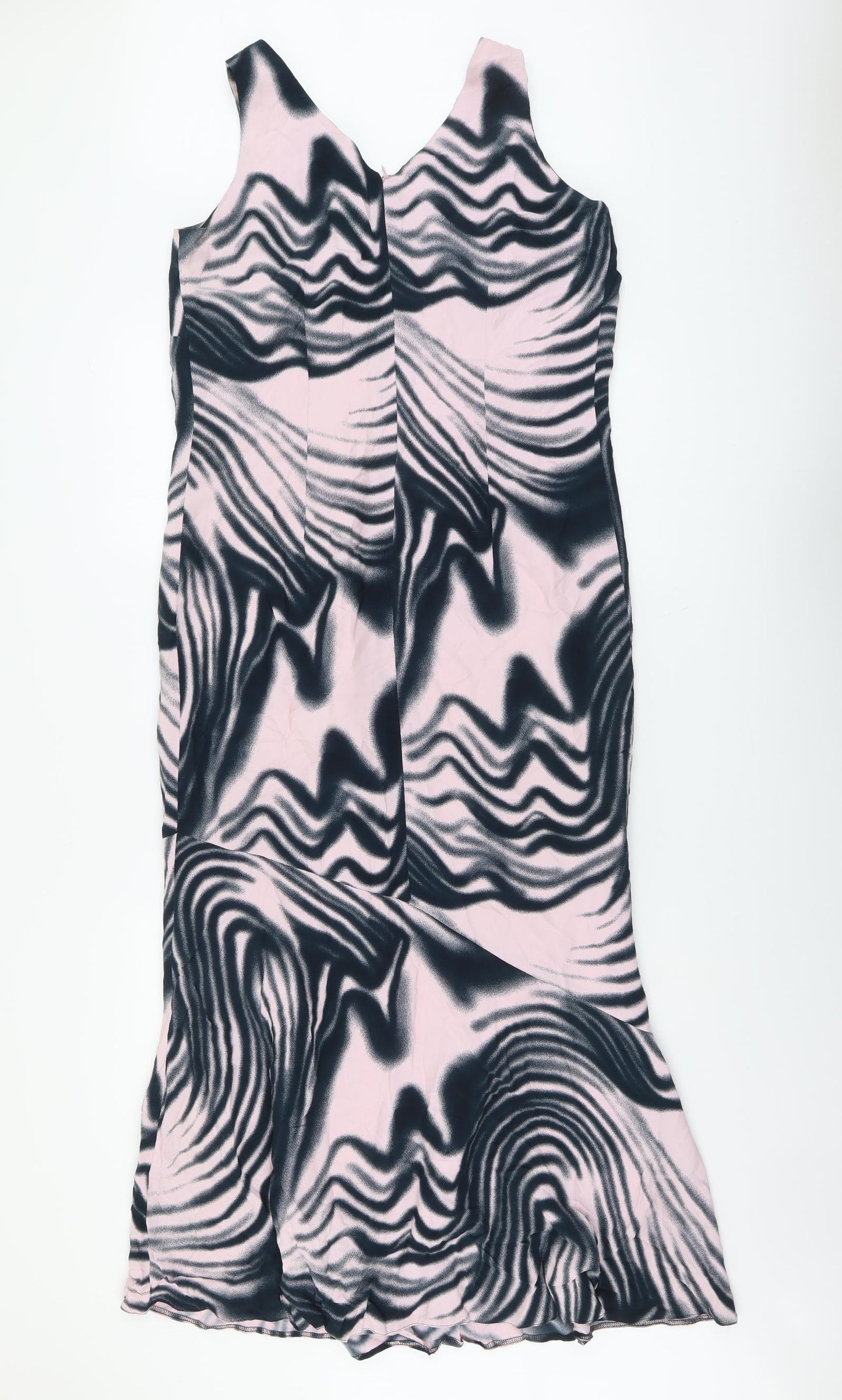 Gold Womens Black Geometric Polyester Maxi Size 12 Scoop Neck Zip