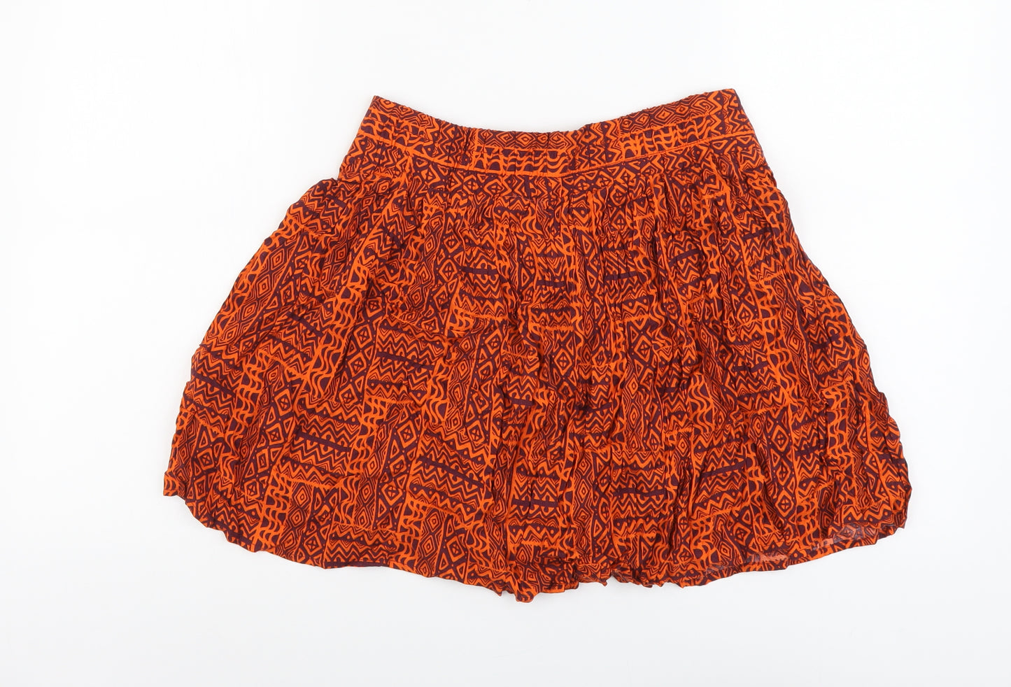 George Womens Orange Geometric Viscose Skater Skirt Size 10 Button