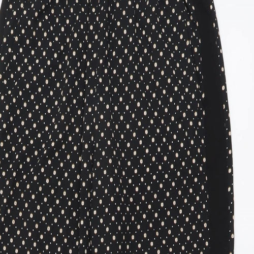 H&M Womens Black Geometric Polyester Trousers Size 8 L25 in Regular
