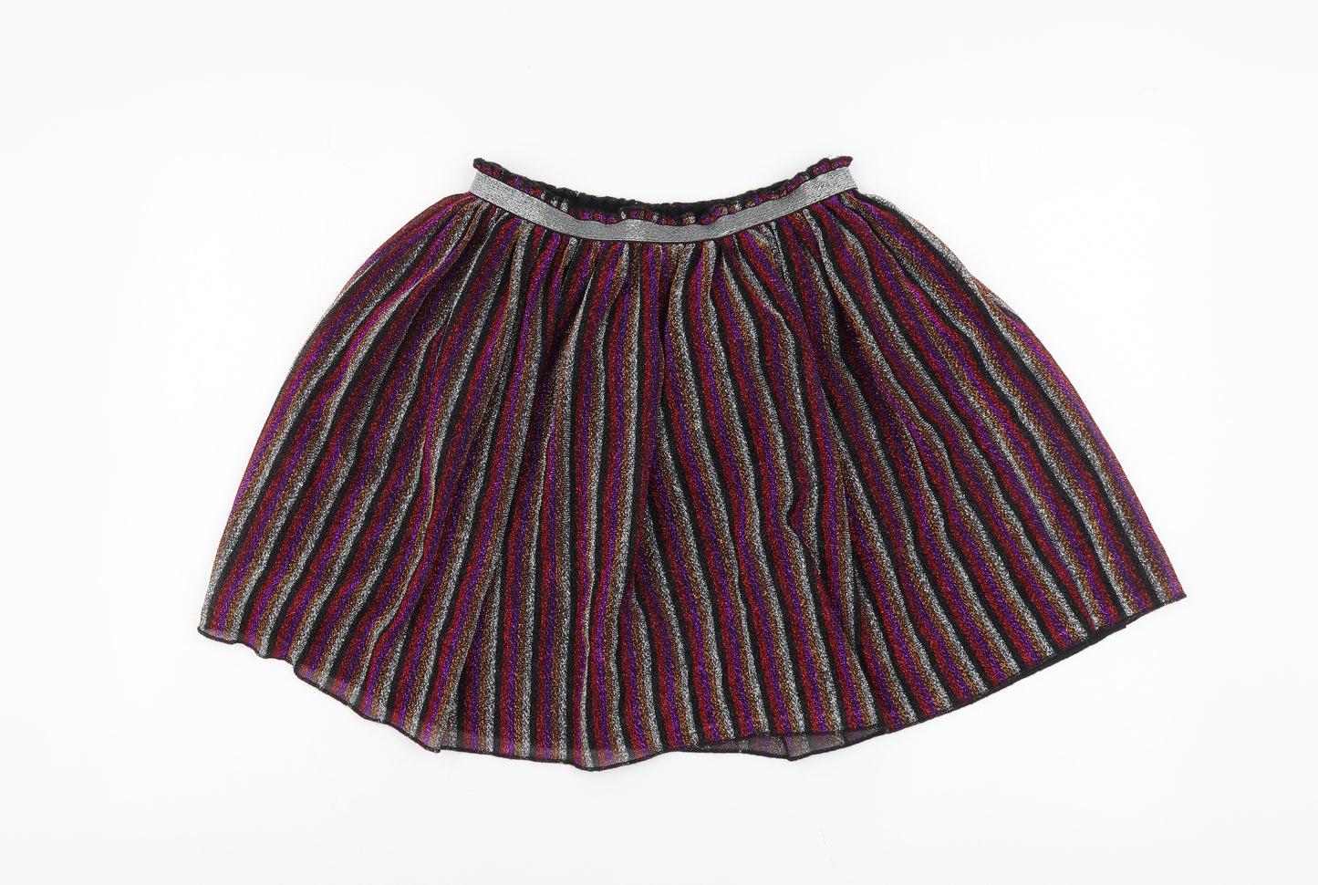 TU Girls Multicoloured Striped Polyester A-Line Skirt Size 11 Years Regular Pull On