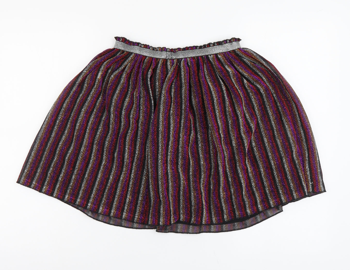 TU Girls Multicoloured Striped Polyester A-Line Skirt Size 11 Years Regular Pull On