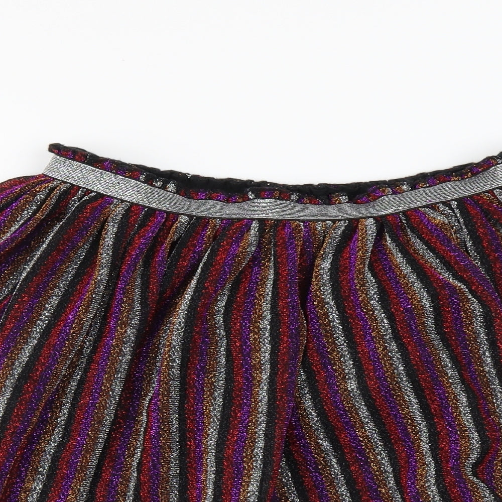 TU Girls Multicoloured Striped Polyester A-Line Skirt Size 11 Years Regular Pull On