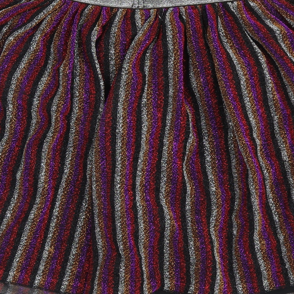 TU Girls Multicoloured Striped Polyester A-Line Skirt Size 11 Years Regular Pull On