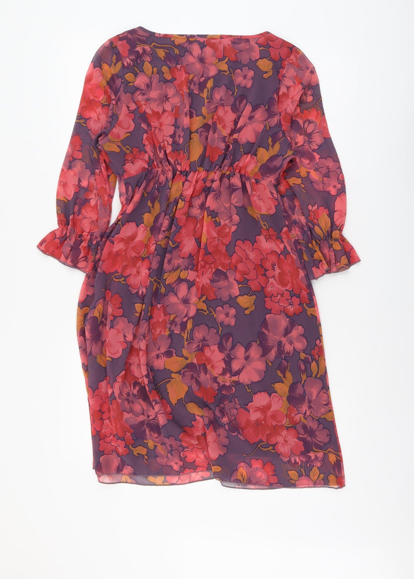 Papaya Womens Multicoloured Floral Polyester Fit & Flare Size 10 V-Neck Pullover