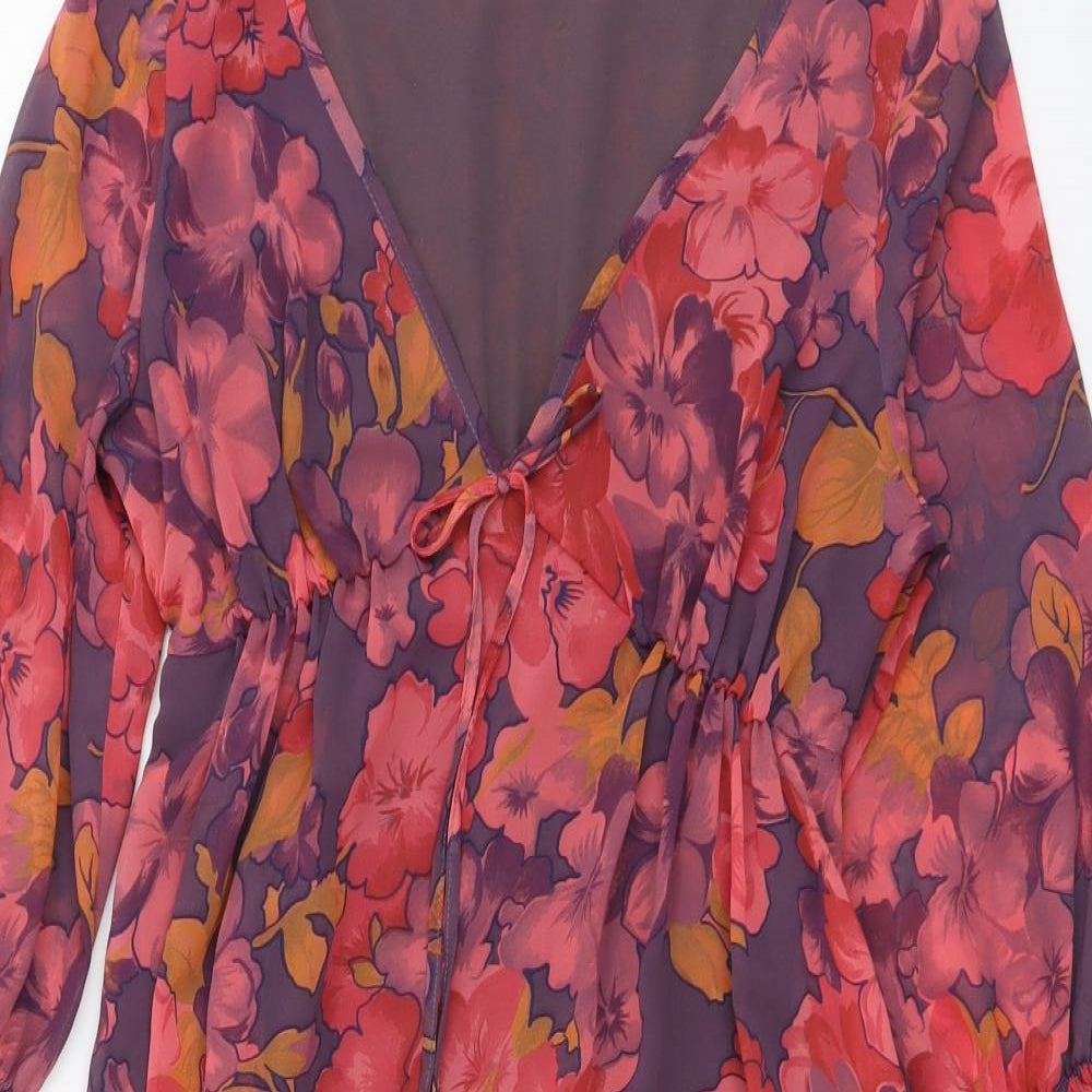 Papaya Womens Multicoloured Floral Polyester Fit & Flare Size 10 V-Neck Pullover