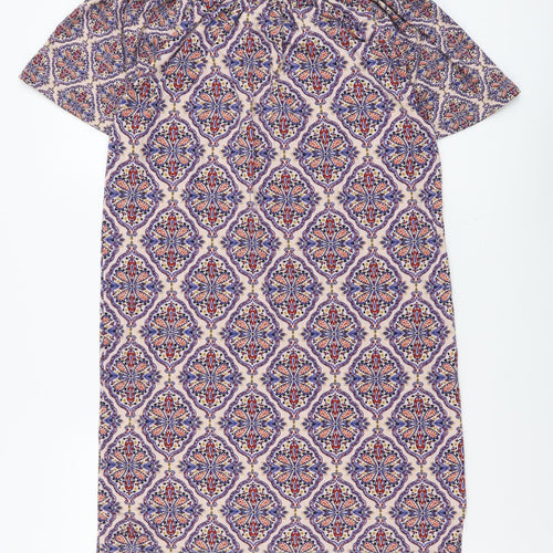 NEXT Womens Multicoloured Geometric Viscose Shift Size 10 Boat Neck Pullover