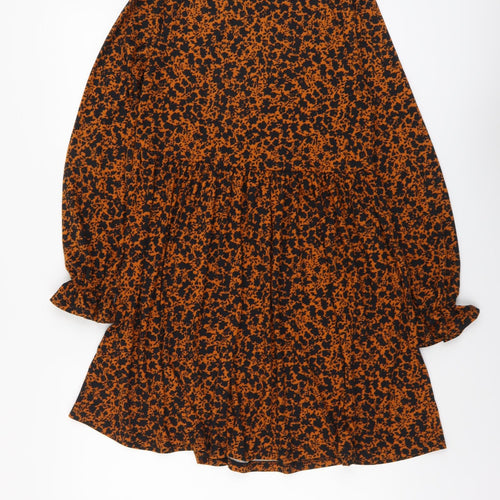 New Look Womens Brown Floral Polyester A-Line Size 4 Round Neck Pullover
