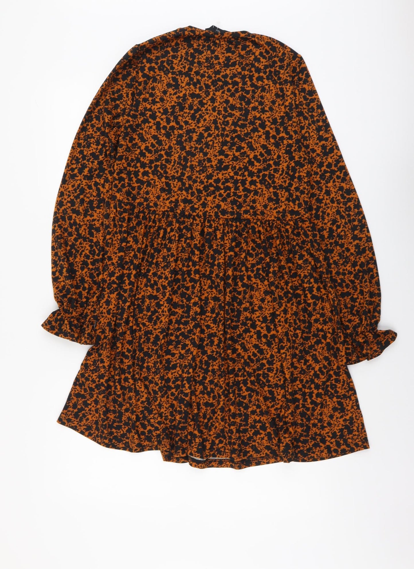 New Look Womens Brown Floral Polyester A-Line Size 4 Round Neck Pullover