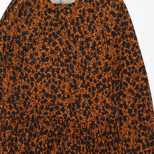 New Look Womens Brown Floral Polyester A-Line Size 4 Round Neck Pullover