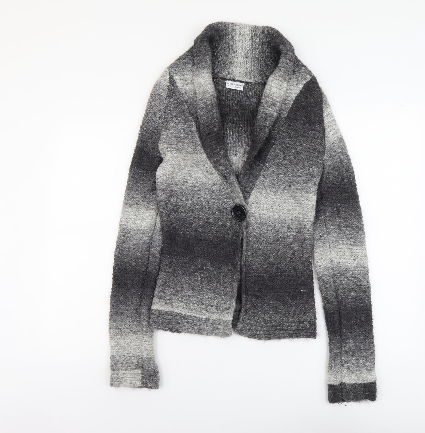 Atmosphere Womens Grey V-Neck Acrylic Cardigan Jumper Size 8