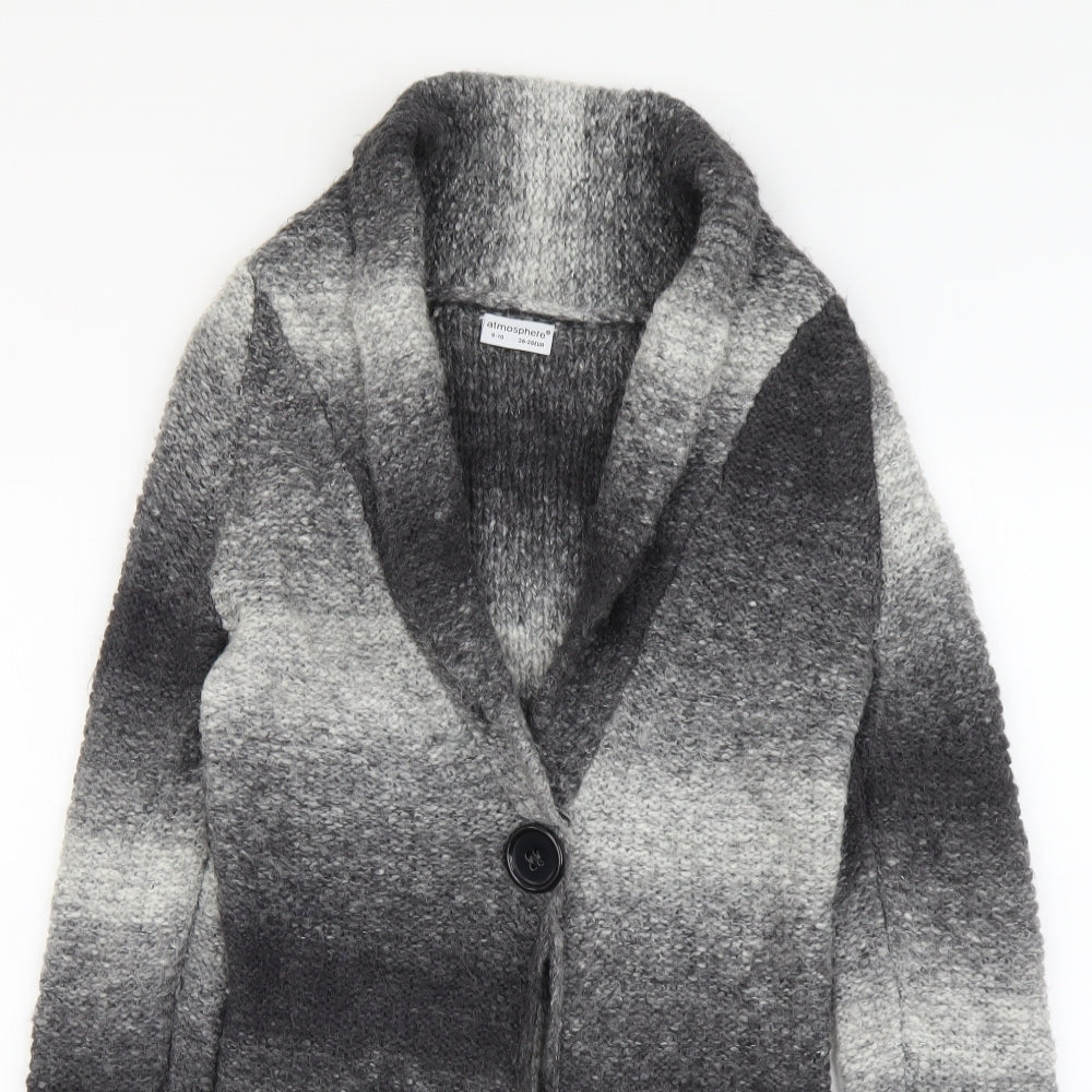 Atmosphere Womens Grey V-Neck Acrylic Cardigan Jumper Size 8