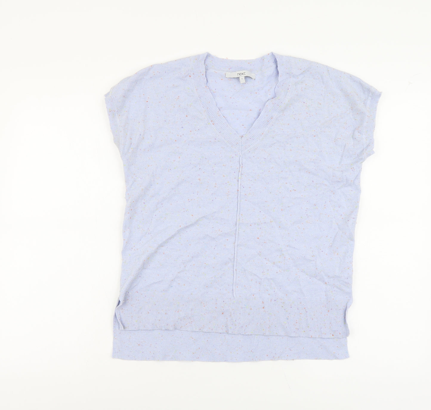NEXT Womens Blue V-Neck Nylon Pullover Jumper Size S
