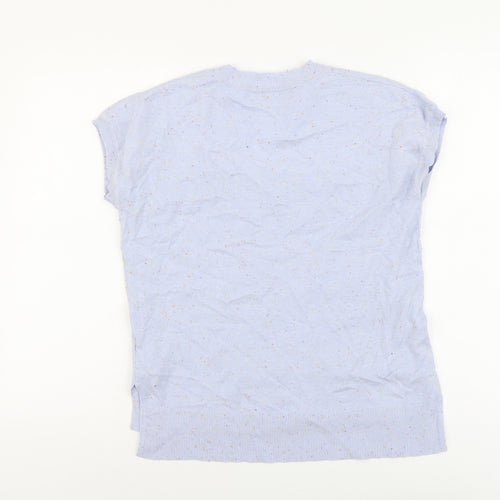 NEXT Womens Blue V-Neck Nylon Pullover Jumper Size S