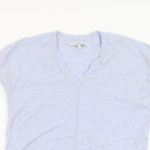 NEXT Womens Blue V-Neck Nylon Pullover Jumper Size S