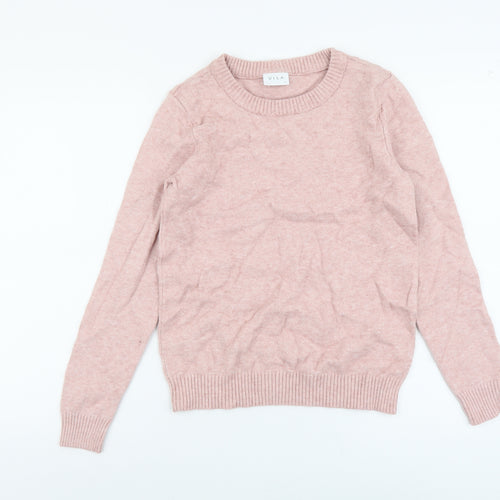 VILA Womens Pink Scoop Neck Viscose Pullover Jumper Size XS