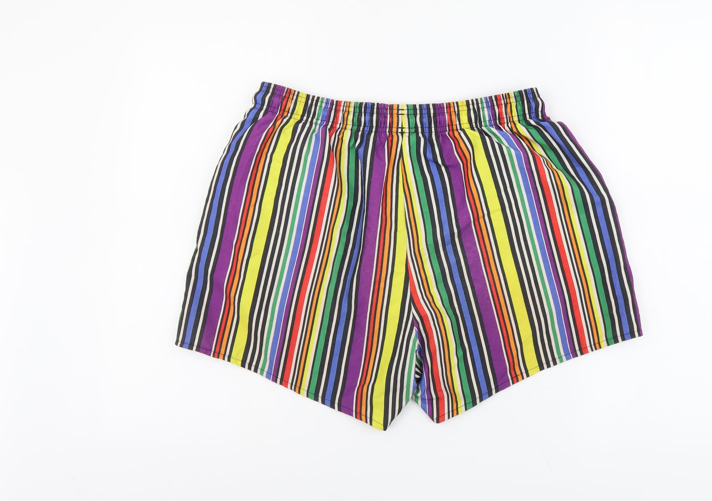 Topman Mens Multicoloured Striped Polyester Sweat Shorts Size M L6 in Regular Drawstring - Swim Shorts