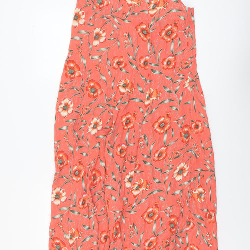 DASH Womens Orange Floral Viscose Maxi Size 10 Round Neck Zip